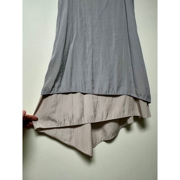 LOLA & SOPHIE NY Muted Layered Look Handkerchief Asymmetrical Hem Midi Dress - Picture 4 of 10